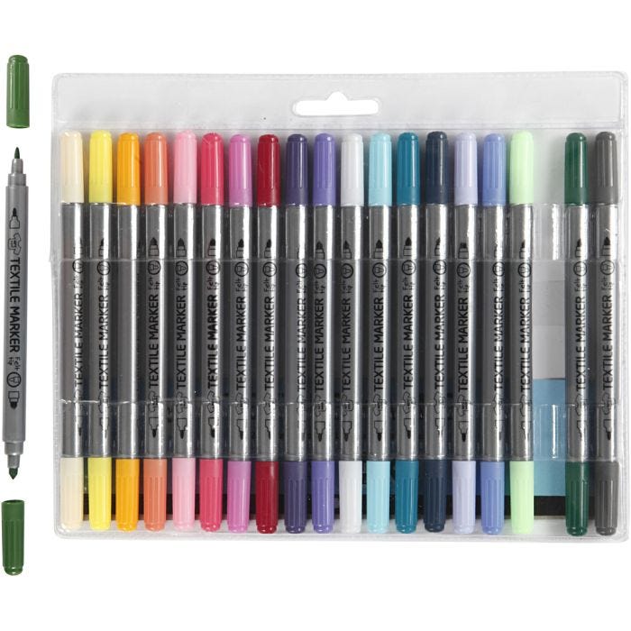 Feutres textiles, trait 2,3+3,6 mm, couleur extra, 20 pièces/ 1 Pq.