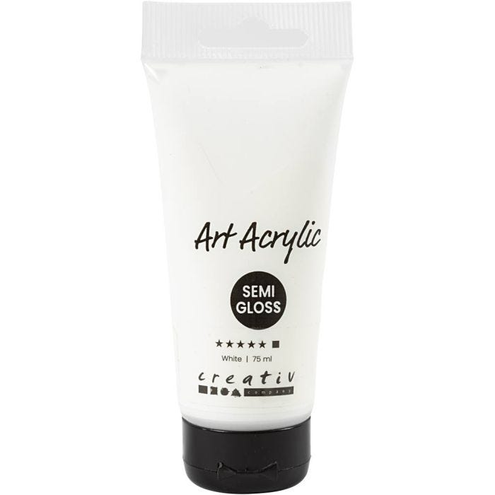 Peinture Acrylique, semi-brillant, opaque, blanc, 75 ml/ 1 flacon