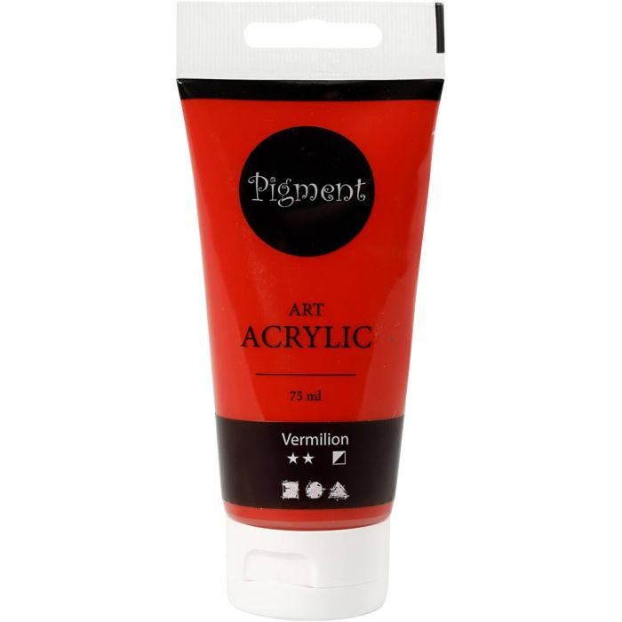 Peinture Acrylique, semi-brillant, semi opaque, rouge primaire, 75 ml/ 1 flacon