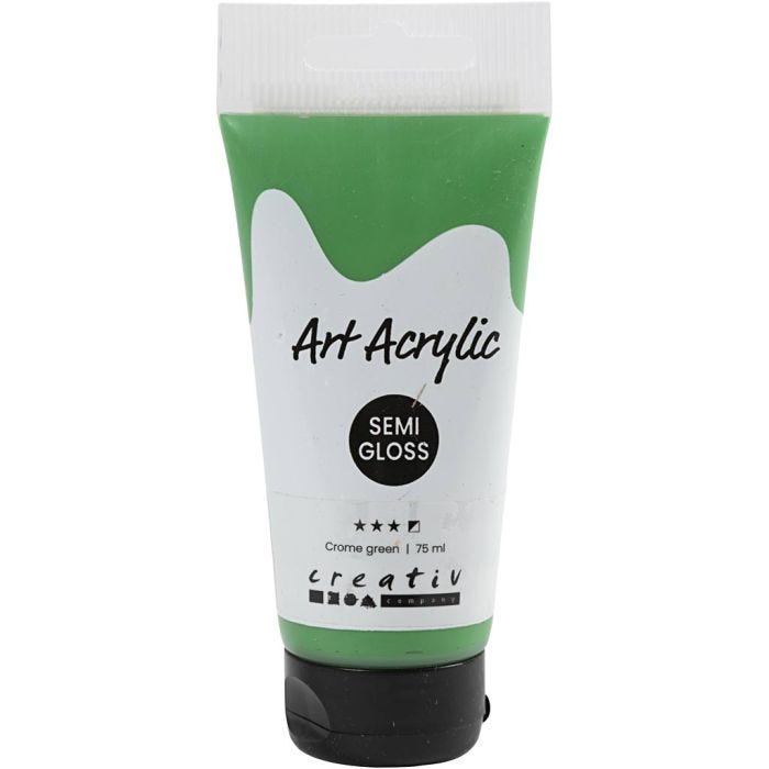 Peinture Acrylique, semi-brillant, semi opaque, Crome Green, 75 ml/ 1 flacon