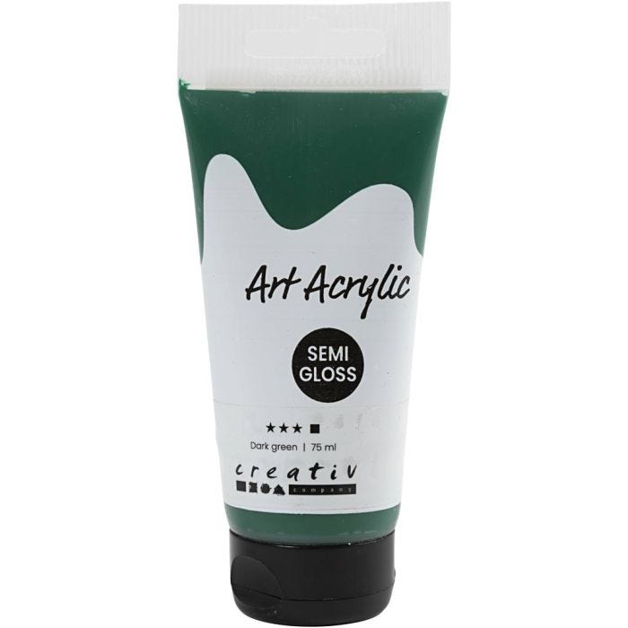 Peinture Acrylique, semi-brillant, opaque, vert foncé, 75 ml/ 1 flacon