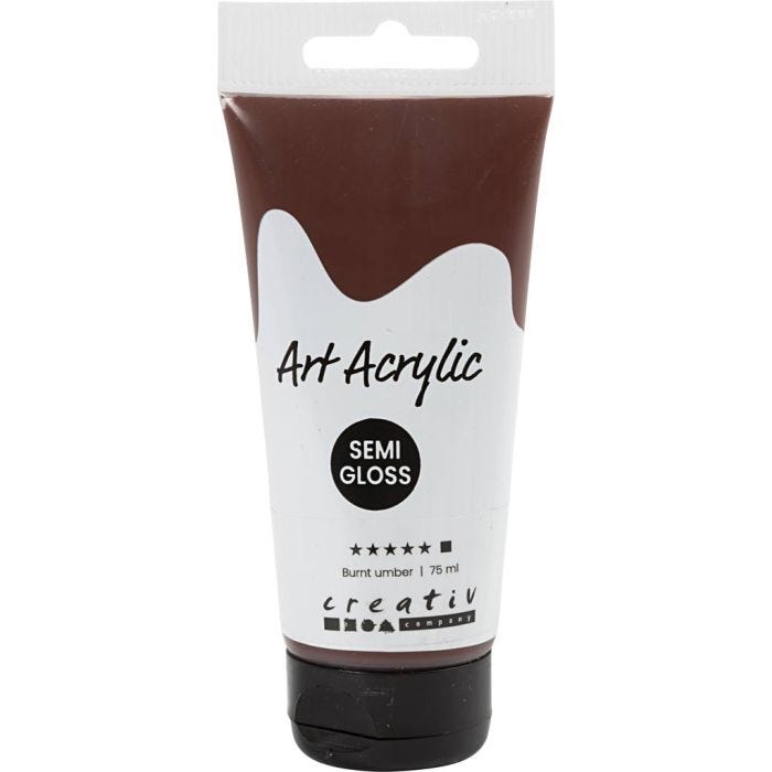Peinture Acrylique, semi-brillant, opaque, burnt umber, 75 ml/ 1 flacon