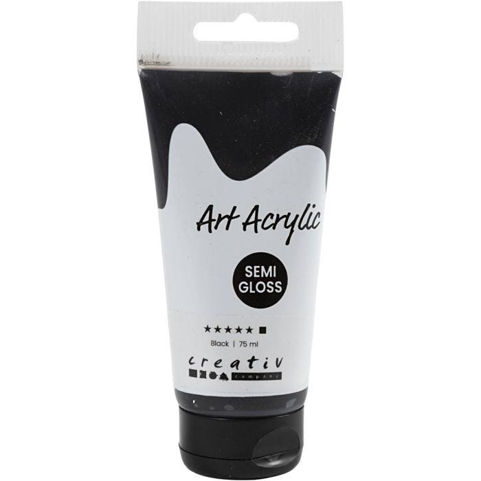 Peinture Acrylique, semi-brillant, opaque, noir, 75 ml/ 1 flacon