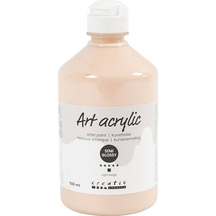 Peinture Acrylique, semi-brillant, opaque, beige clair, 500 ml/ 1 flacon
