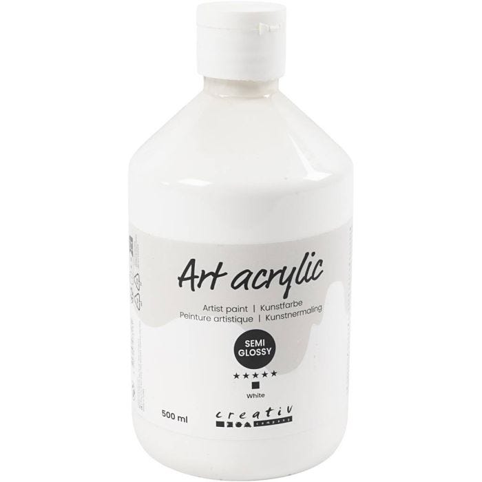 Peinture Acrylique, semi-brillant, opaque, blanc, 500 ml/ 1 flacon