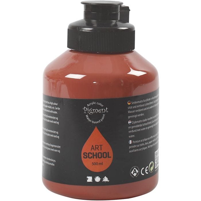 Peinture Acrylique, semi-brillant, semi transparent, burnt sienna, 500 ml/ 1 flacon