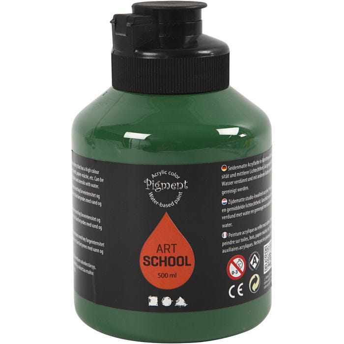 Peinture Acrylique, semi-brillant, semi transparent, vert foncé, 500 ml/ 1 flacon
