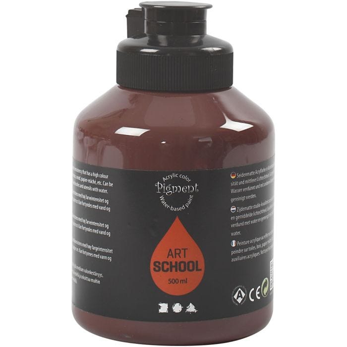 Peinture Acrylique, semi-brillant, opaque, burnt umber, 500 ml/ 1 flacon
