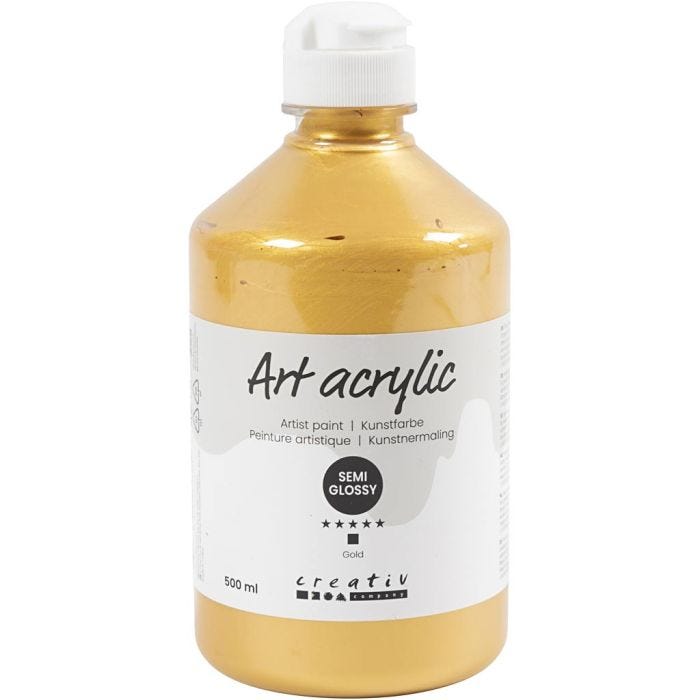 Peinture Acrylique, semi-brillant, opaque, or, 500 ml/ 1 flacon