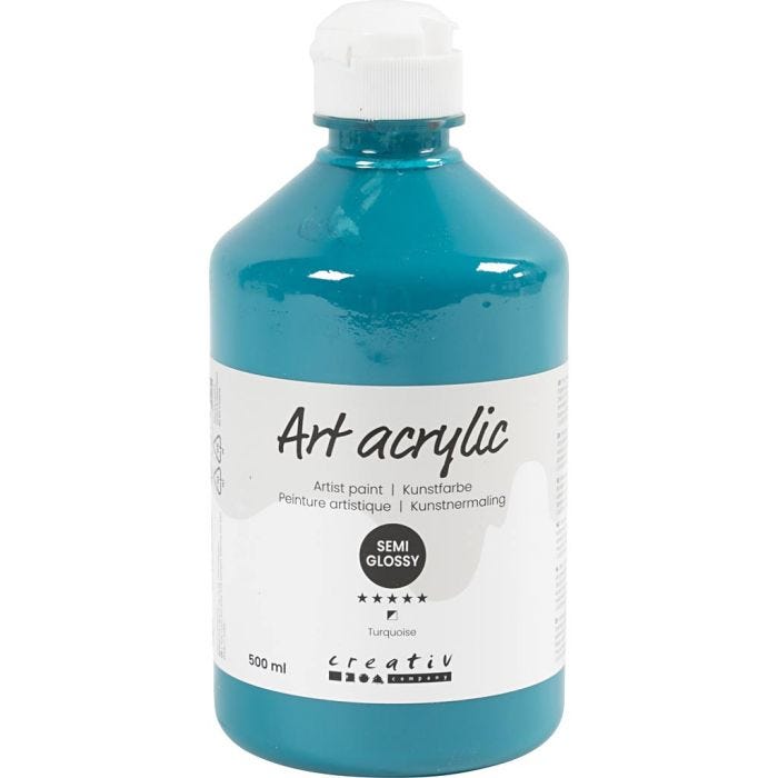 Peinture Acrylique, semi-brillant, opaque, turquoise, 500 ml/ 1 flacon
