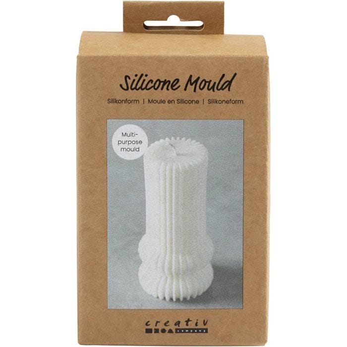 Moule en Silicone, Cylindre cannelé avec arcs, H : 12,5 cm, d 6 cm, 1 pièce/ 1 Pq.