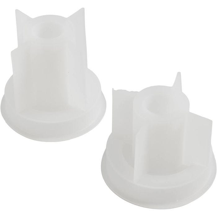 Moule en silicone, Bougeoir, H : 5,8+7,5 cm, d 7,5 cm, L : 2-2,5 cm, transparent mat, 2 pièces/ 1 Pq.
