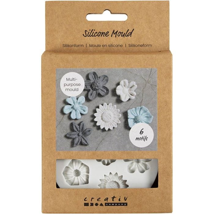 Moule en silicone, Fleur, H : 0,5 cm, L : 1,5-2,5 cm, 1 pièce