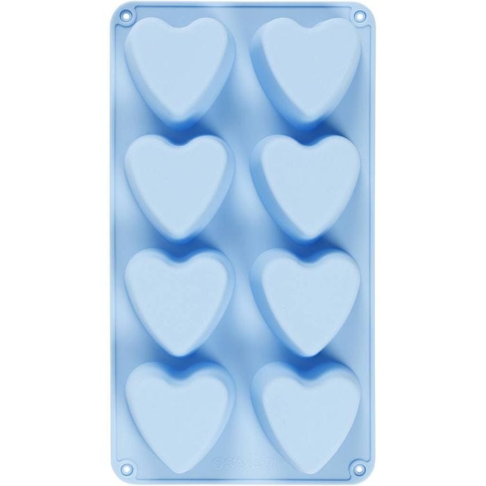 Moule en silicone, coeurs, H : 3,5 cm, L : 7 cm, L : 6 cm, 100 ml, 1 pièce