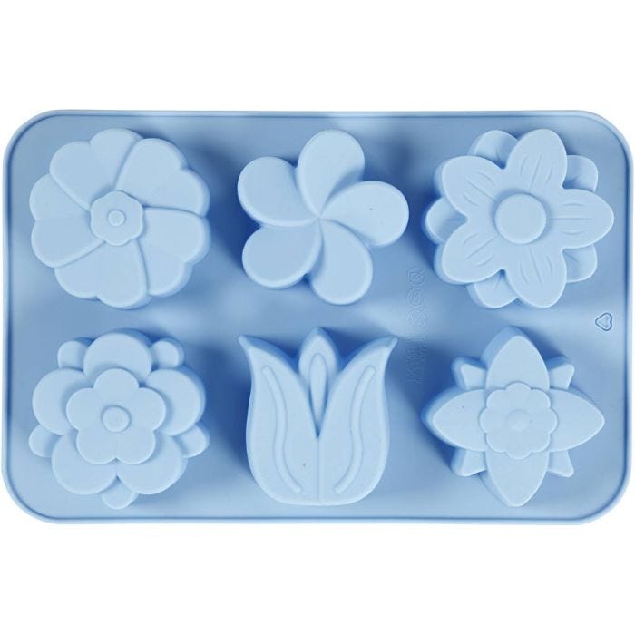 Moule en silicone, fleurs, H : 2,6 cm, L : 6 cm, L : 7,5 cm, 75 ml, 1 pièce