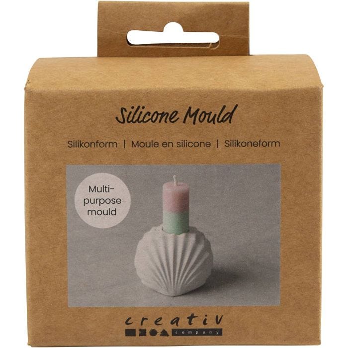 Moule en silicone, Bougeoir coquillage, H : 5,5 cm, L : 6,8 cm, L : 5,5 cm, 1 pièce