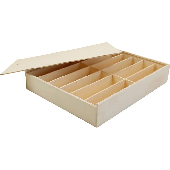Boîte en bois avec couvercle, H : 8,5 cm, L : 32,5 cm, L : 36 cm