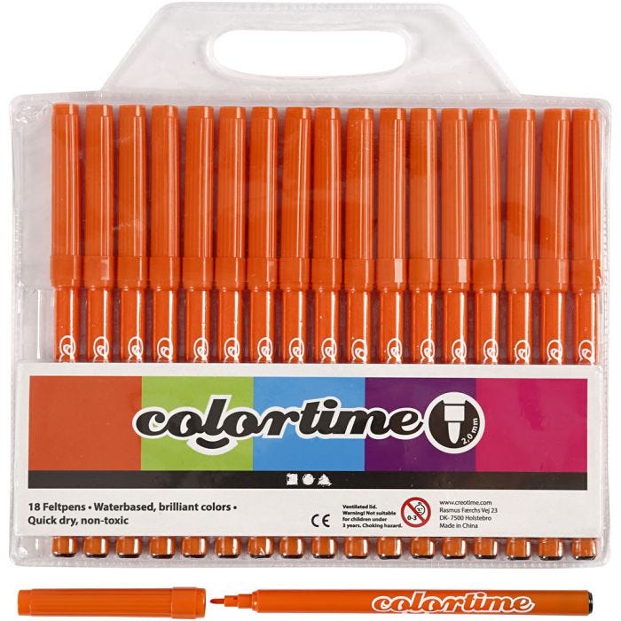 Feutres Colortime, trait 2 mm, orange, 18 pièces/ 1 Pq.