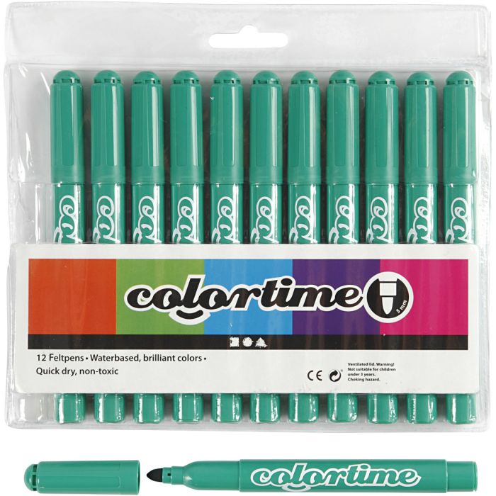 Colortime stiften, lijndikte 5 mm, helder groen, 12 stuk/ 1 doos
