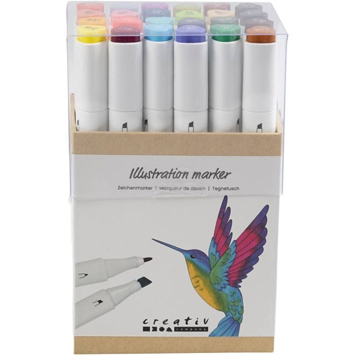 Feutres de dessin, trait 1+8 mm, couleur extra, 24 pièces/ 1 Pq.