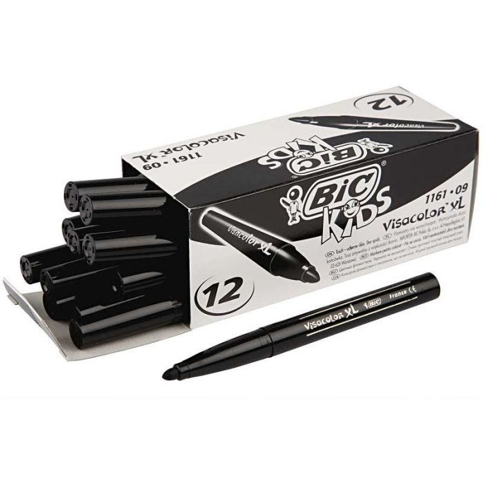 BIC Visa Color Kleurstiften, lijndikte 3 mm, zwart, 12 stuk/ 1 doos