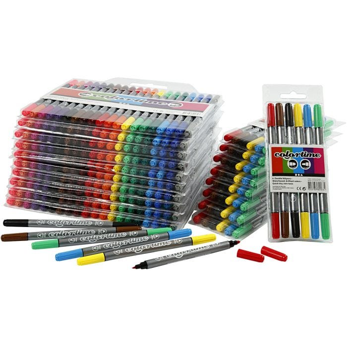 Feutres Colortime Double Pointe, trait 2,3+3,6 mm, ass. de couleurs, 260 pièces/ 1 Pq.