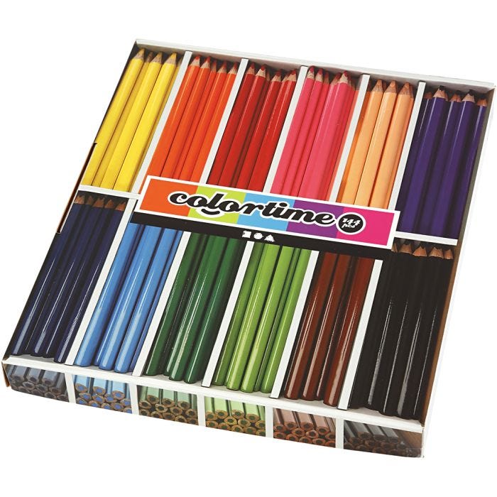 Crayons de Couleur Colortime, L : 17,45 cm, mine 5 mm, JUMBO, ass. de couleurs, 12x12 pièces/ 1 Pq.