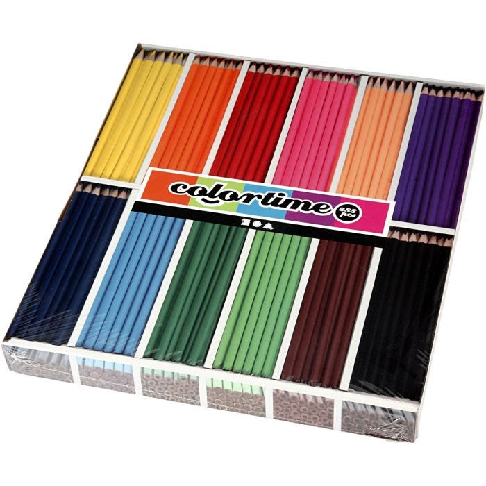 Crayons de Couleur Colortime, L : 17,45 cm, mine 3 mm, ass. de couleurs, 12x24 pièces/ 1 Pq.