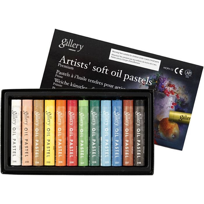 Pastels à l'huile Gallery Premium, L : 7 cm, ép. 10 mm, ass. de couleurs, 12 pièces/ 1 Pq.