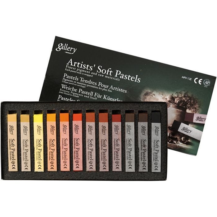 Pastels Tendres Gallery Set, L : 6,5 cm, ép. 10 mm, harmonie brun, 12 pièces/ 1 Pq.