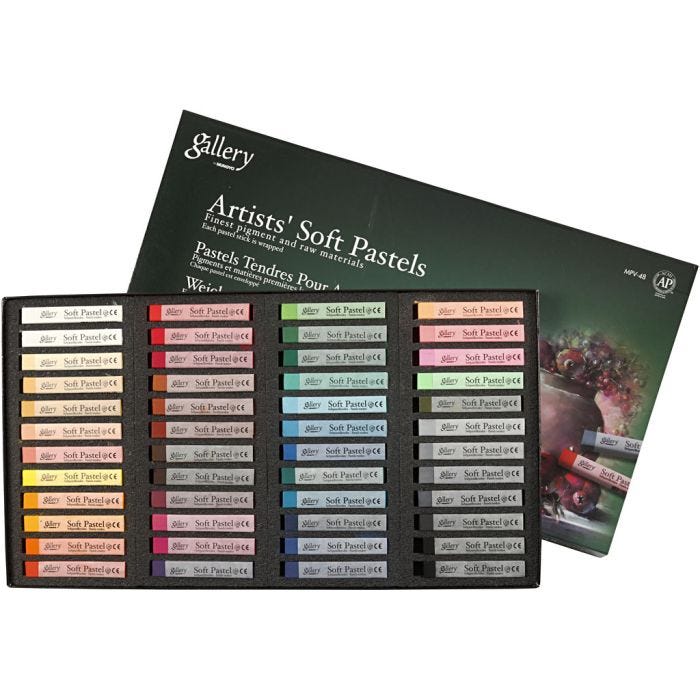 Pastels Tendres Gallery Set, L : 6,5 cm, ép. 10 mm, ass. de couleurs, 48 pièces/ 1 Pq.