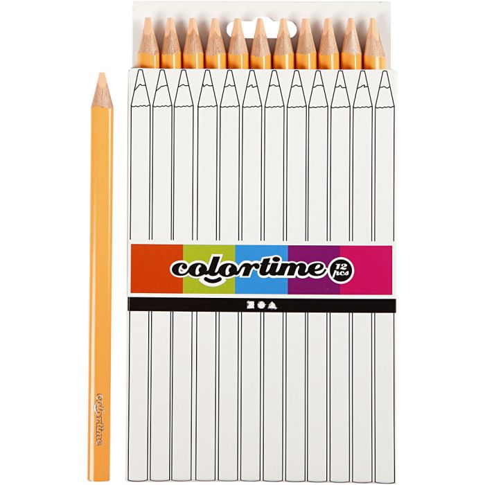 Crayons de Couleur Colortime, L : 17,45 cm, mine 5 mm, JUMBO, beige clair, 12 pièces/ 1 Pq.