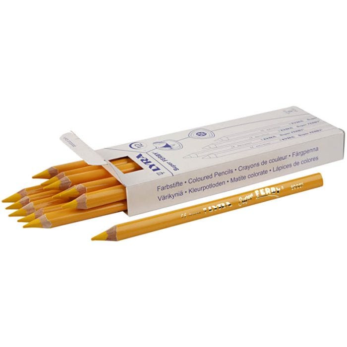 Crayons de couleur Lyra Super Ferby 1, L : 18 cm, mine 6,25 mm, jaune, 12 pièces/ 1 Pq.