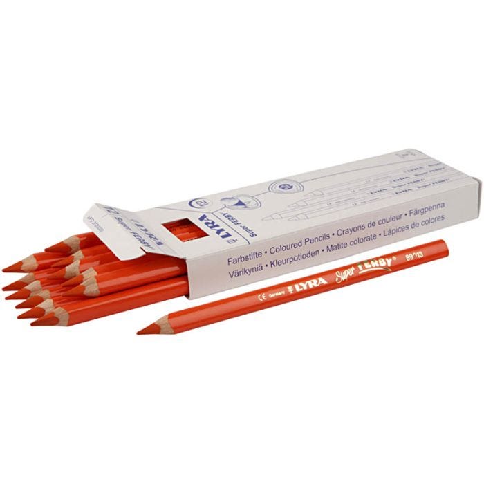 Crayons de couleur Lyra Super Ferby 1, L : 18 cm, mine 6,25 mm, orange, 12 pièces/ 1 Pq.