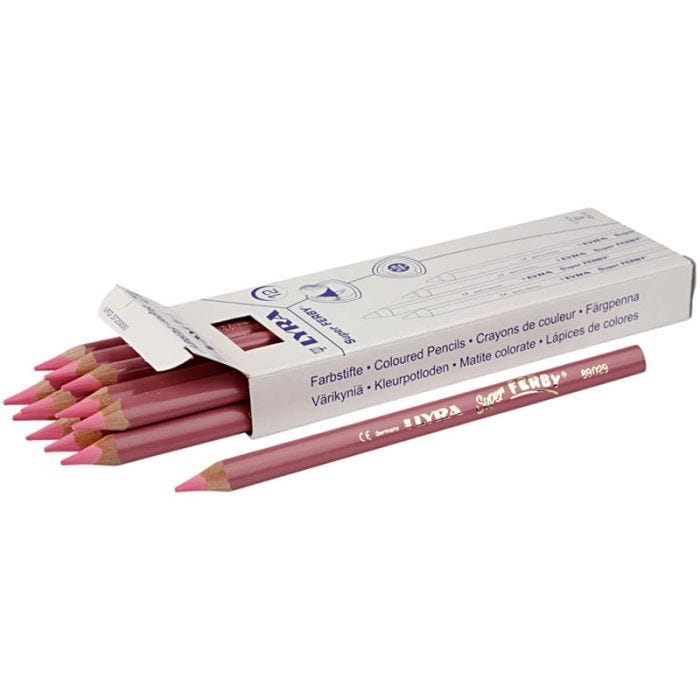 Crayons de couleur Lyra Super Ferby 1, L : 18 cm, mine 6,25 mm, rose clair, 12 pièces/ 1 Pq.