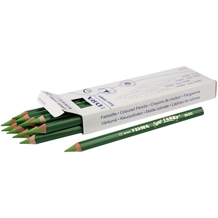Crayons de couleur Lyra Super Ferby 1, L : 18 cm, mine 6,25 mm, vert clair, 12 pièces/ 1 Pq.