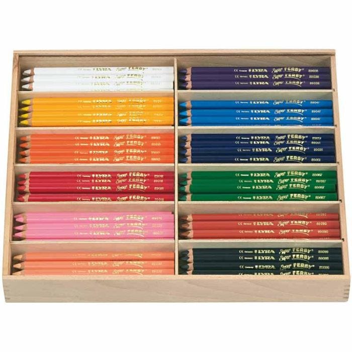 Crayons de couleur Lyra Super Ferby 1, L : 18 cm, mine 6,25 mm, ass. de couleurs, 12x12 pièces/ 1 Pq.