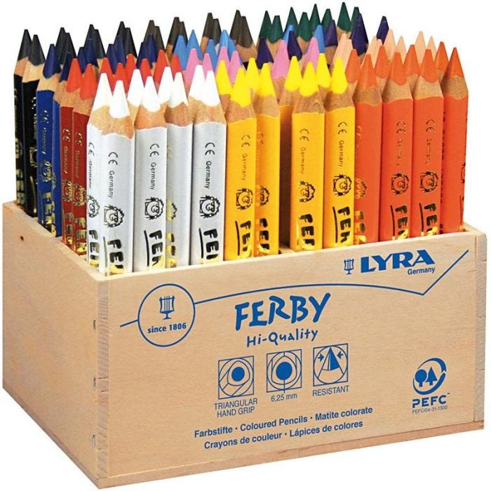 Crayons de Couleur Lyra Super Ferby 1, L: 12 cm, mine 6,25 mm, ass. de couleurs, 96 pièce/ 1 Pq.