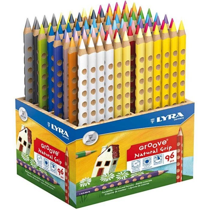 Crayons de Couleur Groove, L : 18 cm, mine 4.25 mm, ass. de couleurs, 96 pièces/ 1 Pq.