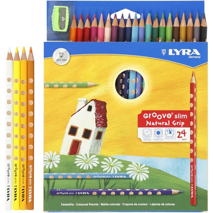 Crayons de couleur Groove Slim, L : 18 cm, mine 3,3 mm, ass. de couleurs, 24 pièces/ 1 Pq.