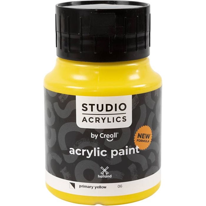 Creall Studio Acrylverf, semi-dekkend, primary yellow (06), 500 ml/ 1 fles