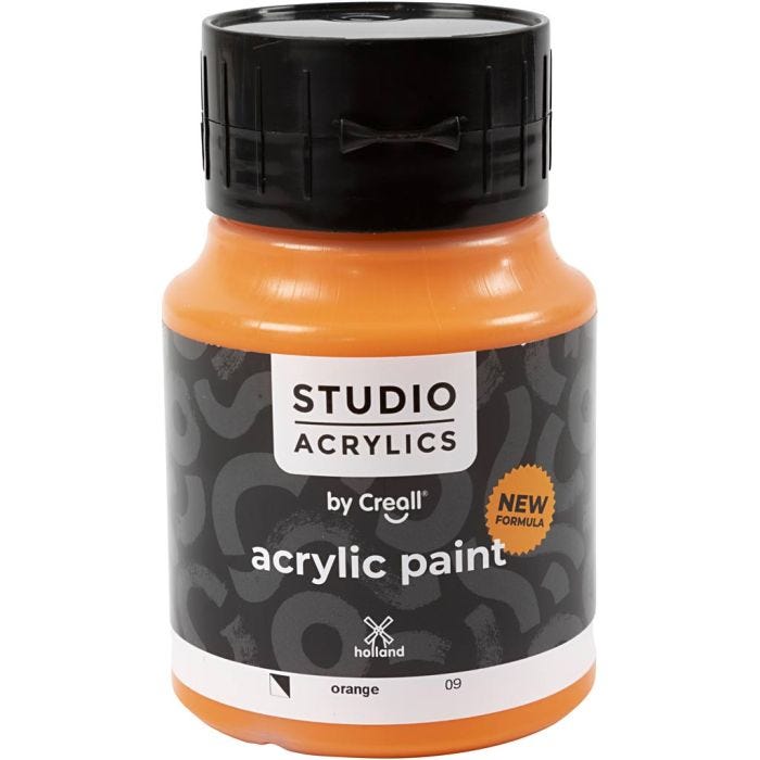 Creall Studio Acrylverf, semi-dekkend, orange (09), 500 ml/ 1 fles