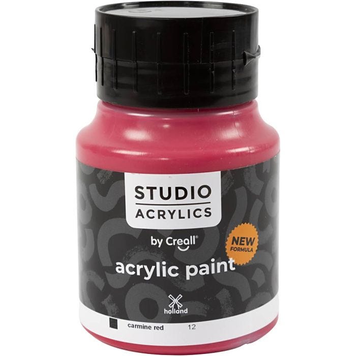 Peinture Acrylique Creall Studio, opaque, carmine red (12), 500 ml/ 1 flacon