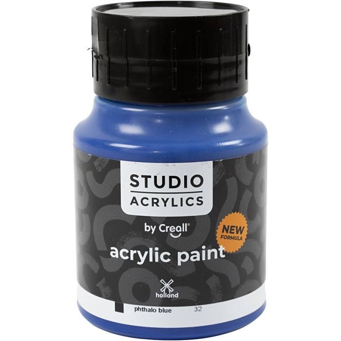 Creall Studio Acrylverf, dekkend, phtalo blue (32), 500 ml/ 1 fles