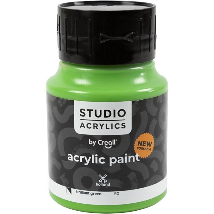 Peinture Acrylique Creall Studio, semi opaque, brilliant green (50), 500 ml/ 1 flacon