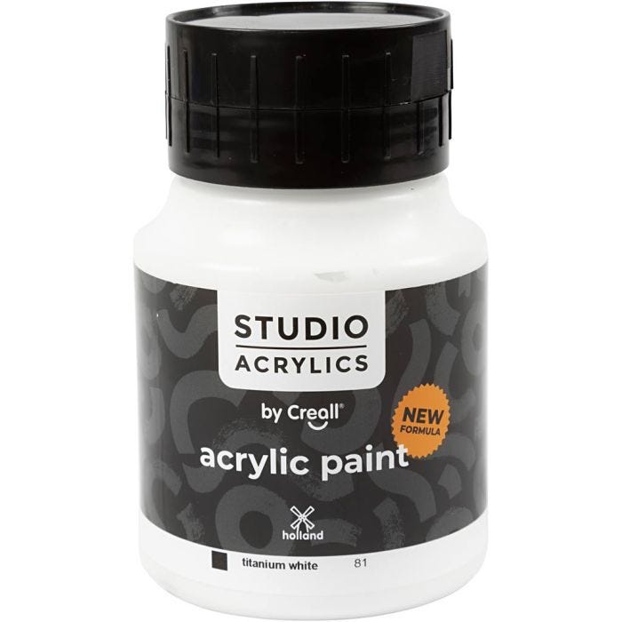 Creall Studio Acrylverf, dekkend, white (81), 500 ml/ 1 fles