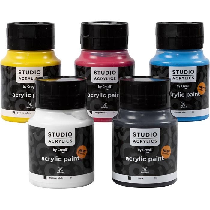 Peinture Acrylique Creall Studio, ass. de couleurs, 5x500 ml/ 1 Pq.