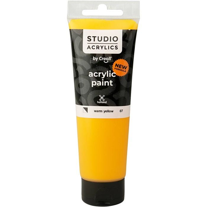 Creall Studio Acrylverf, semi-dekkend, warm yellow (07), 120 ml/ 1 fles