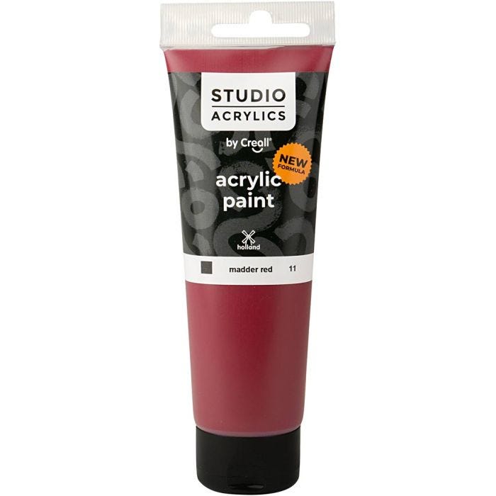 Peinture Acrylique Creall Studio, opaque, madder red (11), 120 ml/ 1 flacon