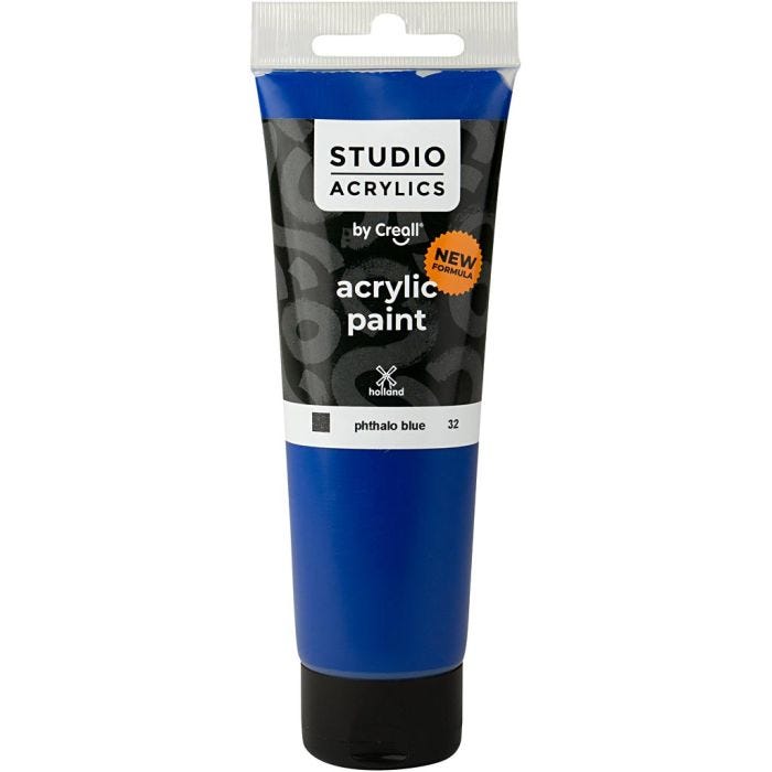 Peinture Acrylique Creall Studio, opaque, phtalo blue (32), 120 ml/ 1 flacon